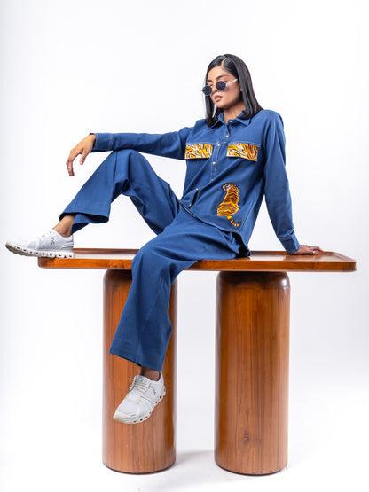 Wild at Heart Tiger Embroidered Denim Coord Set — SS26