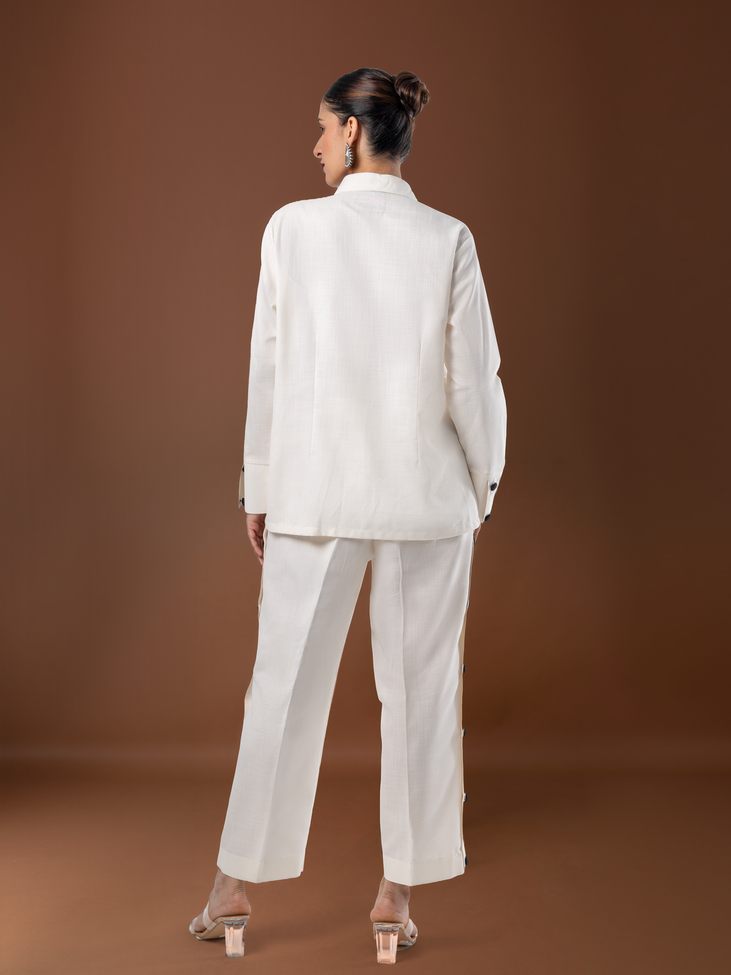 Ivory Classic Side Button Linen Coord Set