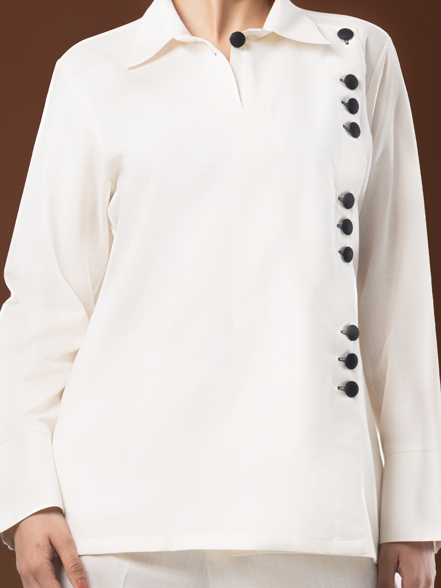 Ivory Classic Side Button Linen Coord Set
