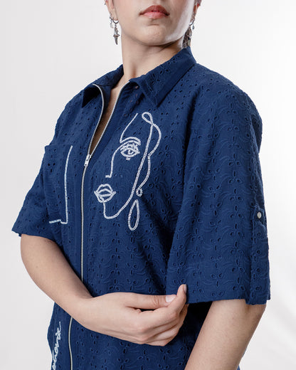 Zipping Euphoria In Blue Coord Set- EUPHORIA