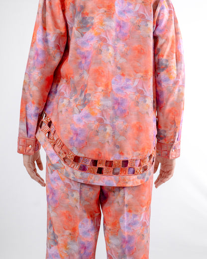 Floral Linen Blend Hand Embellished Co-ord Set- EUPHORIA