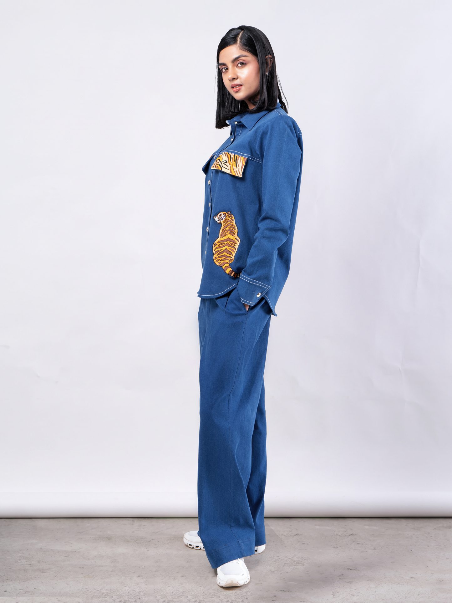 Wild at Heart Tiger Embroidered Denim Coord Set — SS26