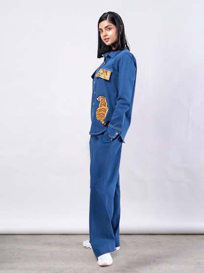 Wild at Heart Tiger Embroidered Denim Coord Set — SS26