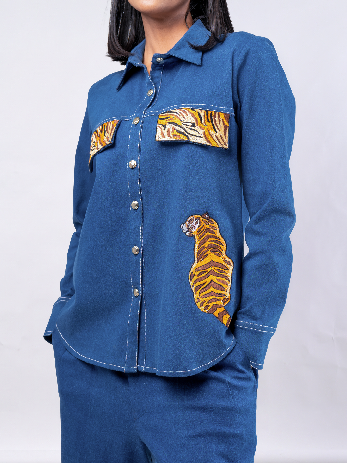 Wild at Heart Tiger Embroidered Denim Coord Set — SS26