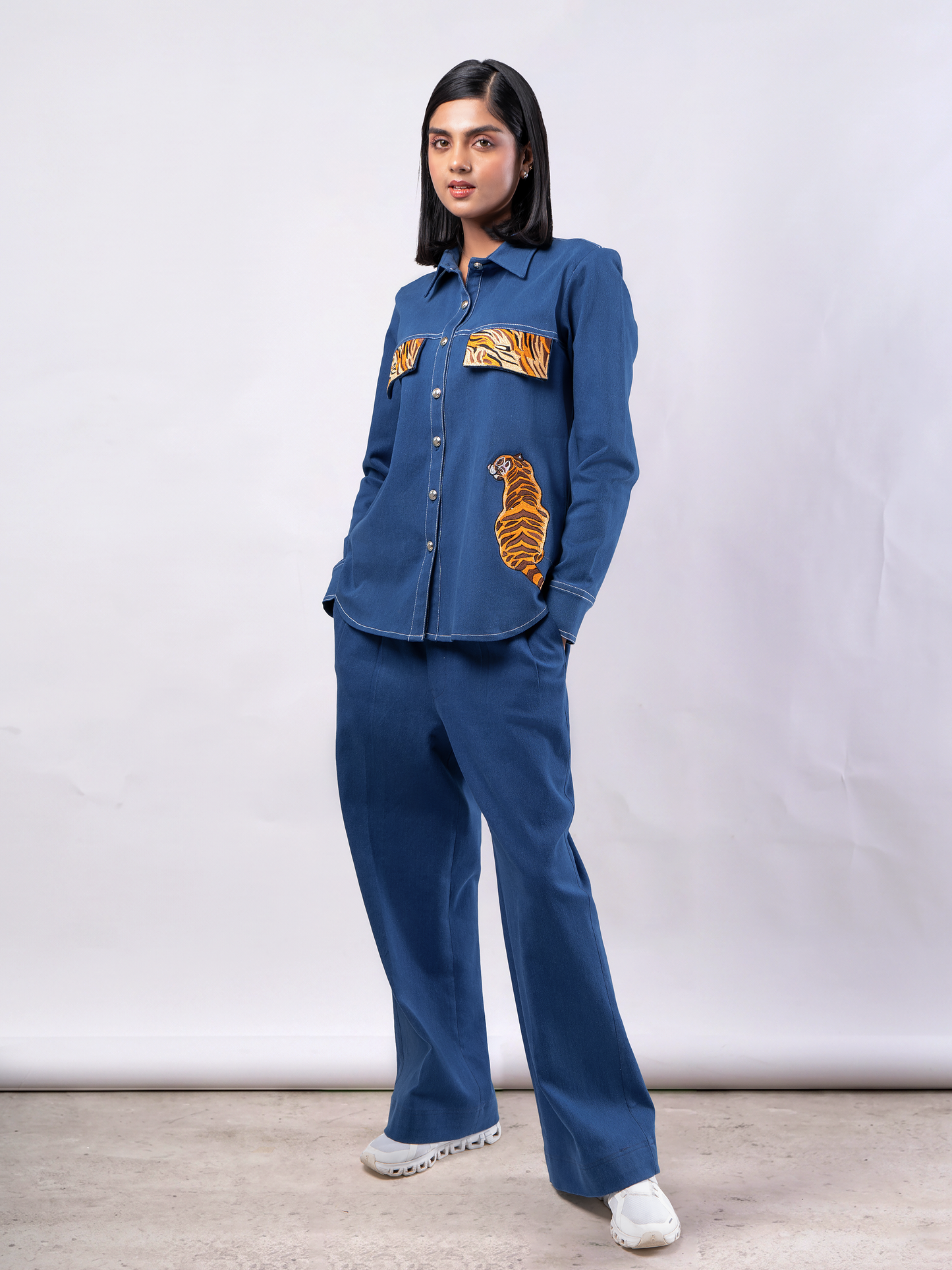 Wild at Heart Tiger Embroidered Denim Coord Set — SS26