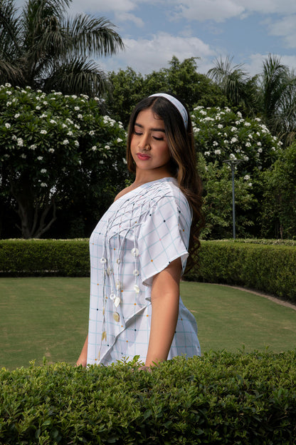 Ivory Checkers Co-Ord LONG TOP