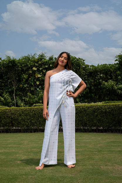 Ivory Checkers Co-Ord LONG TOP