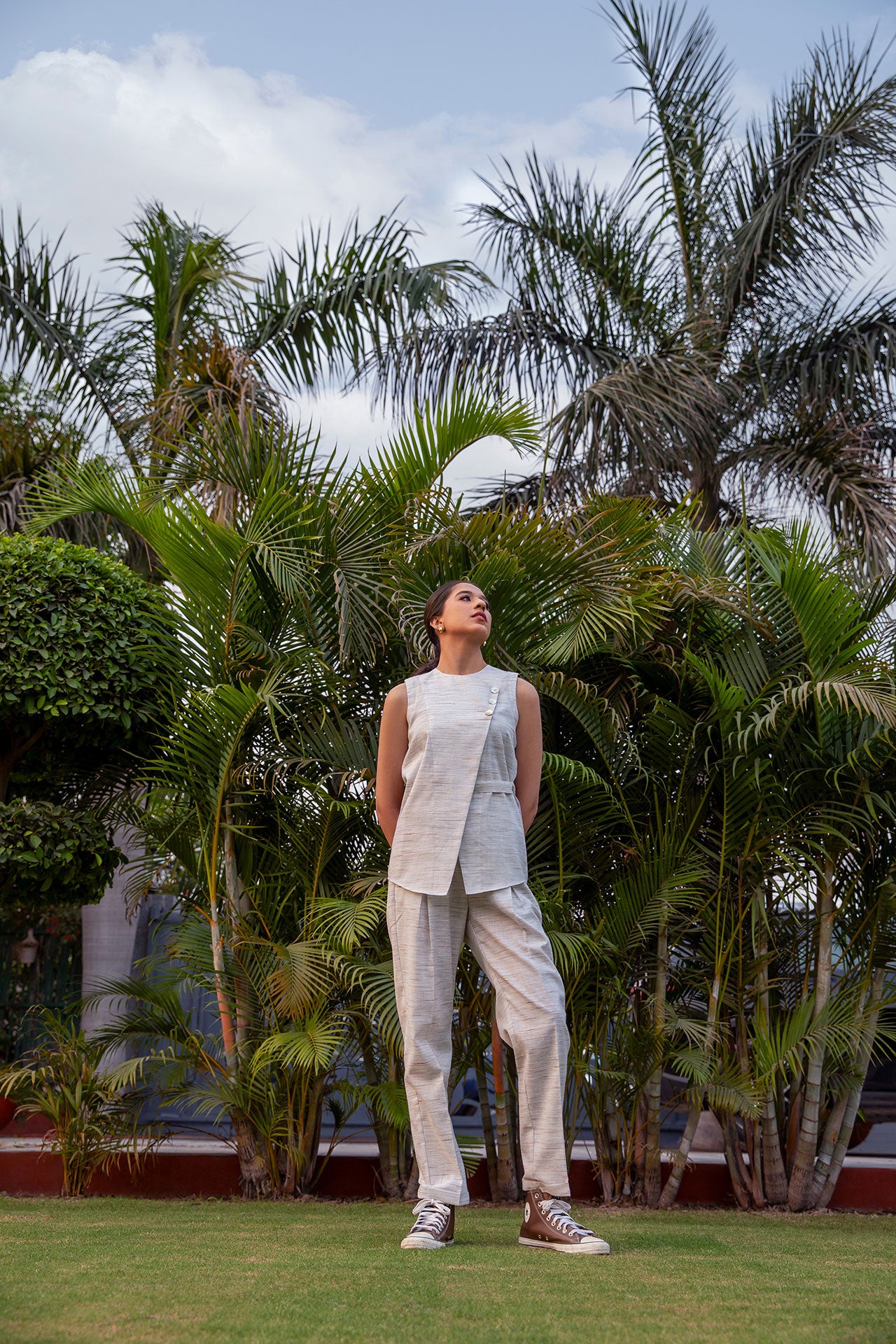 Khaki Soft Cotton linen Co-ord Set TROUSER