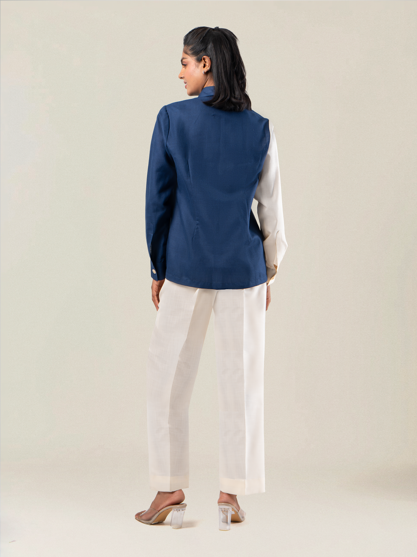 Half & Half Colour Block Embroidered Linen Coord Set
