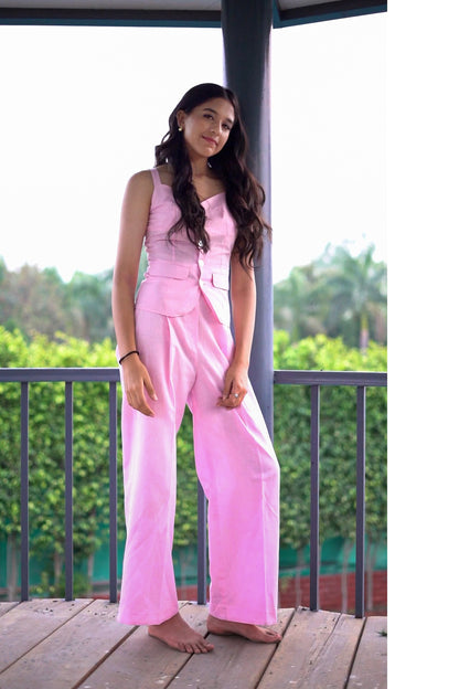 Pink Linen Blend Co-Ord TROUSER